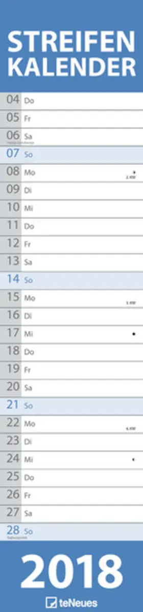 teNeues |  Streifenkalender XL BLAU 2018 | Sonstiges |  Sack Fachmedien