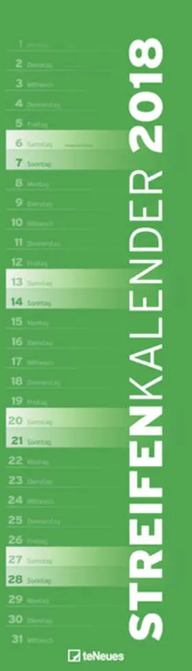 teNeues |  Streifenkalender schmal GRÜN 2018 | Sonstiges |  Sack Fachmedien