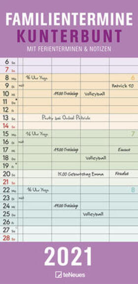  Familientermine Kunterbunt 18 Monate mit 5 Spalten 2021 | Sonstiges |  Sack Fachmedien