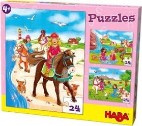  Puzzles Pferdefreundinnen. 3 Motive je 24 Teile | Sonstiges |  Sack Fachmedien