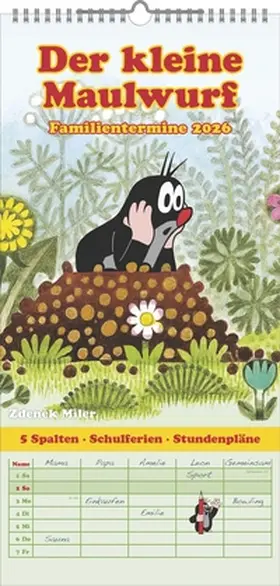  N NEUMANNVERLAGE - Der kleine Maulwurf 2026 Familienplaner, 22x45cm, Familienkalender mit 5 Spalten für Termine und Notizen, schöne Abbildungen, Stundenpläne, Schulferien und deutsches Kalendarium | Sonstiges |  Sack Fachmedien
