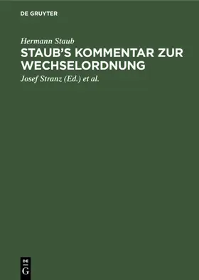 Staub / Stranz |  Staub’s Kommentar zur Wechselordnung | eBook | Sack Fachmedien