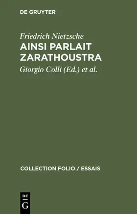 Nietzsche / Colli / Montinart |  Ainsi parlait Zarathoustra | eBook | Sack Fachmedien