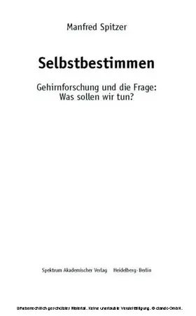 Spitzer |  Selbstbestimmen | eBook | Sack Fachmedien
