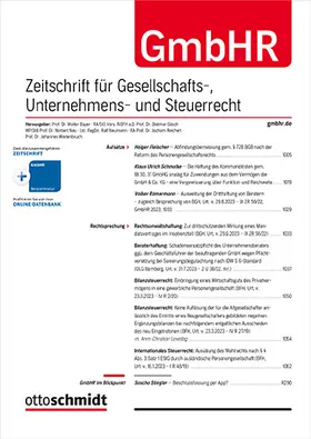 Centrale für GmbH Dr.Otto Schmidt, Köln |  GmbH-Rundschau - GmbHR | Zeitschrift |  Sack Fachmedien