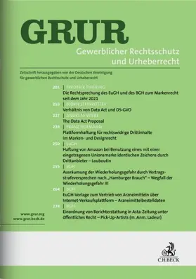 Jacobs, R. / Mes, P |  Gewerblicher Rechtsschutz und Urheberrecht (GRUR) | Zeitschrift |  Sack Fachmedien