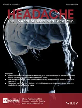 Headache: The Journal of Head and Face Pain | John Wiley & Sons | Zeitschrift | sack.de