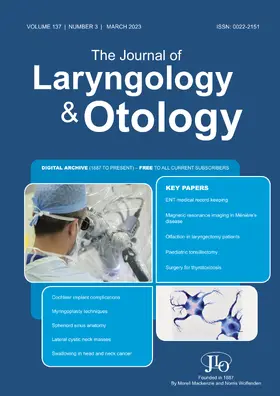  The Journal of Laryngology & Otology | Zeitschrift |  Sack Fachmedien