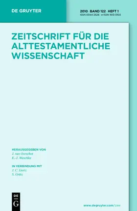 Hrsg. v. van Oorschot, Jürgen / Gertz, Jan Christian

In Gemeinschaft mit Grätz, Sebastian / Becker, Uwe |  Zeitschrift für die alttestamentliche Wissenschaft | Zeitschrift |  Sack Fachmedien