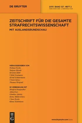  Zeitschrift für die gesamte Strafrechtswissenschaft | Zeitschrift |  Sack Fachmedien