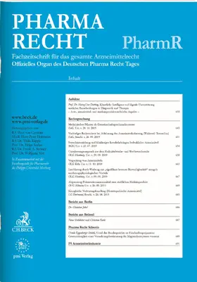 Peter von Czettritz / Hans-Peter Hofmann / Thilo Räpple u.a. |  Pharma Recht (PharmR) | Zeitschrift |  Sack Fachmedien