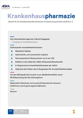 Matthias Fellhauer im Auftrag des Bundesverbandes Deutscher Krankenhausapotheker (ADKA) e.V. |  Krankenhauspharmazie | Zeitschrift |  Sack Fachmedien