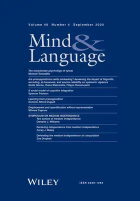 Mind & Language | John Wiley & Sons | Zeitschrift | www2.sack.de