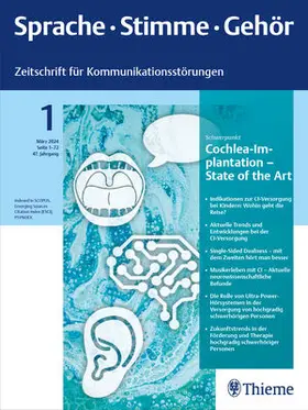 PD Dr. phil. Stefanie Abel (Schriftleiterin), Prof. Annette Fox-Boyer PhD MSc, Prof. Dr. habil. Annette Leonhardt, Prof. Dr. Dr. h. c. Martin Ptok, Prof. Dr. med. Rainer Schönweiler |  Sprache, Stimme, Gehör | Zeitschrift |  Sack Fachmedien