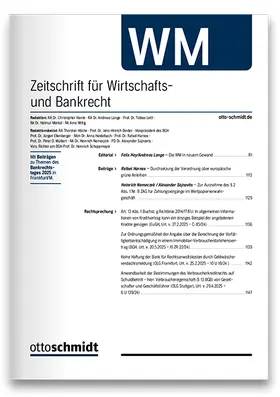  WM - Zeitschrift für Wirtschafts- und Bankrecht | Zeitschrift |  Sack Fachmedien