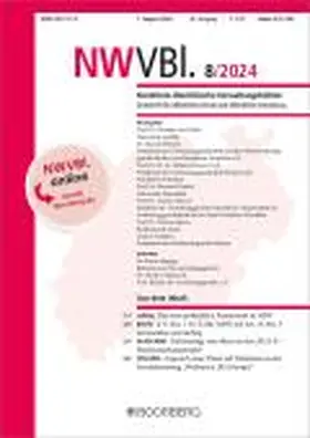 Redaktion: Kleinschnittger, Annette / Siegmund, Manfred |  Nordrhein-Westfälische Verwaltungsblätter (NWVBl.) | Zeitschrift |  Sack Fachmedien