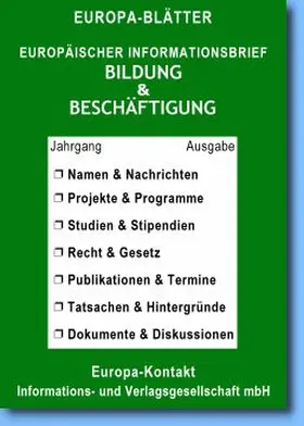 Europäischer Informationsbrief Bildung & Beschäftigung | Europa-Kontakt Informations- und Verlagsgesellschaft mbH | Zeitschrift | sack.de