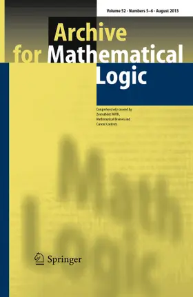 Managing Editor: Ralf Schindler |  Archive for Mathematical Logic | Zeitschrift |  Sack Fachmedien