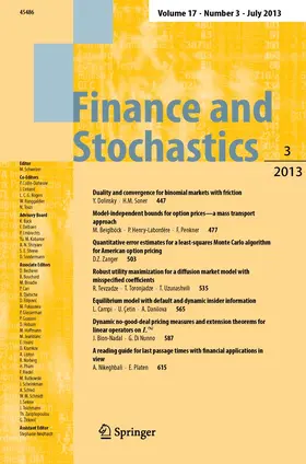 Finance and Stochastics | Springer | Zeitschrift | sack.de