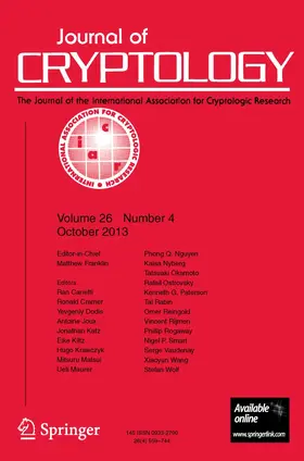 Editor-in-Chief: Kenneth G. Paterson |  Journal of Cryptology | Zeitschrift |  Sack Fachmedien
