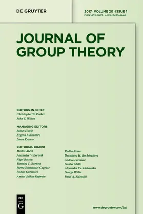 Editor-in-Chief: Parker, Christopher W. / Managing Editor: Wilson, John S. / Khukhro, Evgenii I. / Kramer, Linus |  Journal of Group Theory | Zeitschrift |  Sack Fachmedien