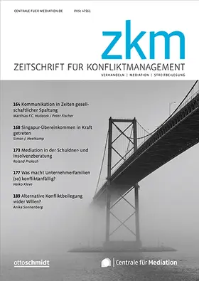  Zeitschrift für Konfliktmanagement - ZKM | Zeitschrift |  Sack Fachmedien