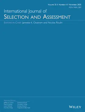  International Journal of Selection and Assessment | Zeitschrift |  Sack Fachmedien