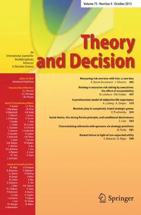 Editor-in-Chief: Mohammed Abdellaoui |  Theory and Decision | Zeitschrift |  Sack Fachmedien