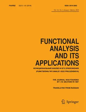 Editor-in-Chief: Victor A. Vassiliev |  Functional Analysis and Its Applications | Zeitschrift |  Sack Fachmedien