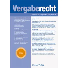 von Bernhard Stolz (Hrsg.) |  Vergaberecht | Zeitschrift |  Sack Fachmedien