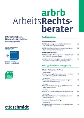  Arbeits-Rechtsberater - ArbRB | Zeitschrift |  Sack Fachmedien