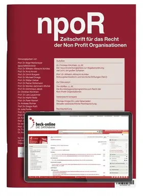 In Gemeinschaft mit Bucerius Law School, Hamburg |  npoR | Zeitschrift |  Sack Fachmedien