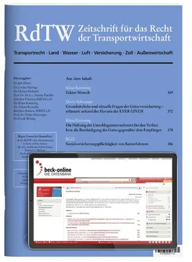 Lothar Harings, Marian Paschke, Günther Pokrant u.a. |  Recht der Transportwirtschaft (RdTW) | Zeitschrift |  Sack Fachmedien