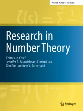 Editor-in-Chief: F. Luca / K. Ono / A. Sutherland |  Research in Number Theory | Zeitschrift |  Sack Fachmedien