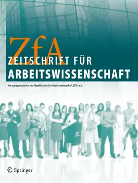  Zeitschrift für Arbeitswissenschaft | Zeitschrift |  Sack Fachmedien