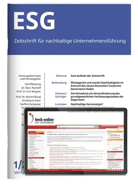 ESG - Zeitschrift für nachhaltige Unternehmensführung | Verlag C. H. Beck GmbH & Co. KG | Zeitschrift | sack.de