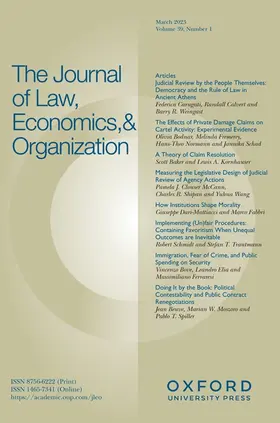 The Journal of Law, Economics, and Organization | Oxford University Press | Zeitschrift | sack.de