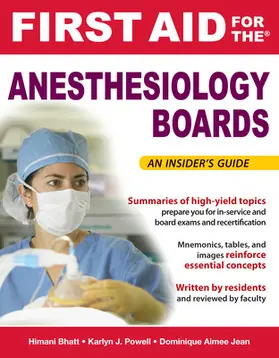 Bhatt / Powell / Jean |  First Aid for the Anesthesiology Boards | Buch |  Sack Fachmedien