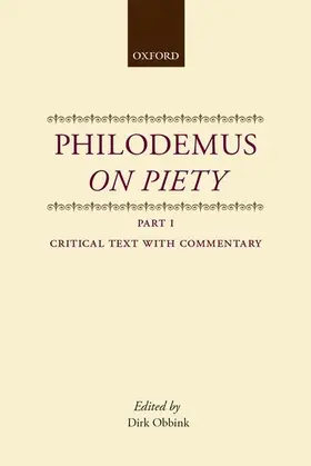 Philodemus |  PHILODEMUS ON PIETY PART 1 PTS | Buch |  Sack Fachmedien