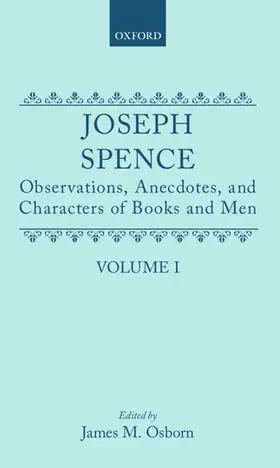 Spence / Osborn |  Observations, Anecdotes and Characters of Books of Man Collected from Conversations | Buch |  Sack Fachmedien
