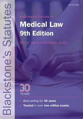 Morris / Jones |  Blackstone's Statutes on Medical Law | Buch |  Sack Fachmedien