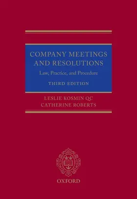 Kosmin / Roberts |  Company Meetings and Resolutions | Buch |  Sack Fachmedien
