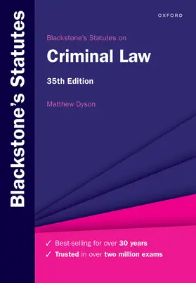 Dyson |  Blackstone's Statutes on Criminal Law | Buch |  Sack Fachmedien