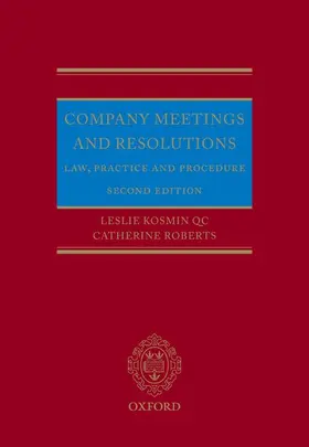 Kosmin QC / Roberts |  Company Meetings and Resolutions: Law, Practice, and Procedure | Buch |  Sack Fachmedien