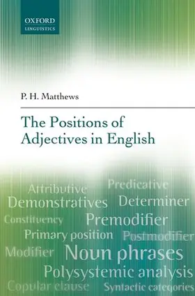 Matthews |  POSITIONS OF ADJECTIVES IN ENGLISH C | Buch |  Sack Fachmedien
