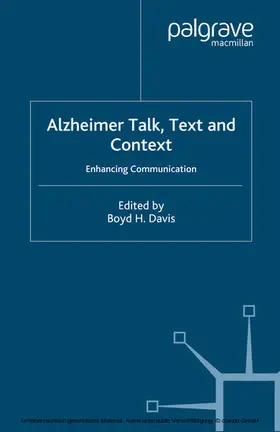 Davis |  Alzheimer Talk, Text and Context | eBook | Sack Fachmedien