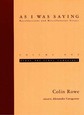 Rowe / Caragonne |  As I Was Saying, Volume 1 | Buch |  Sack Fachmedien