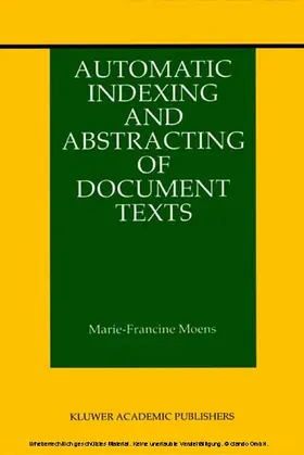 Moens | Automatic Indexing and Abstracting of Document Texts | E-Book | sack.de