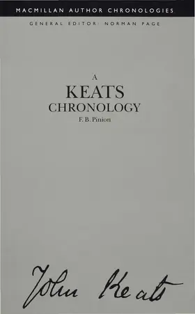 Pinion |  A Keats Chronology | Buch |  Sack Fachmedien