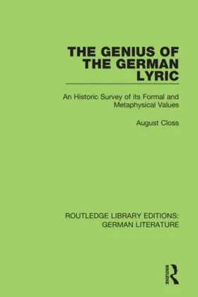 Closs |  The Genius of the German Lyric | Buch |  Sack Fachmedien